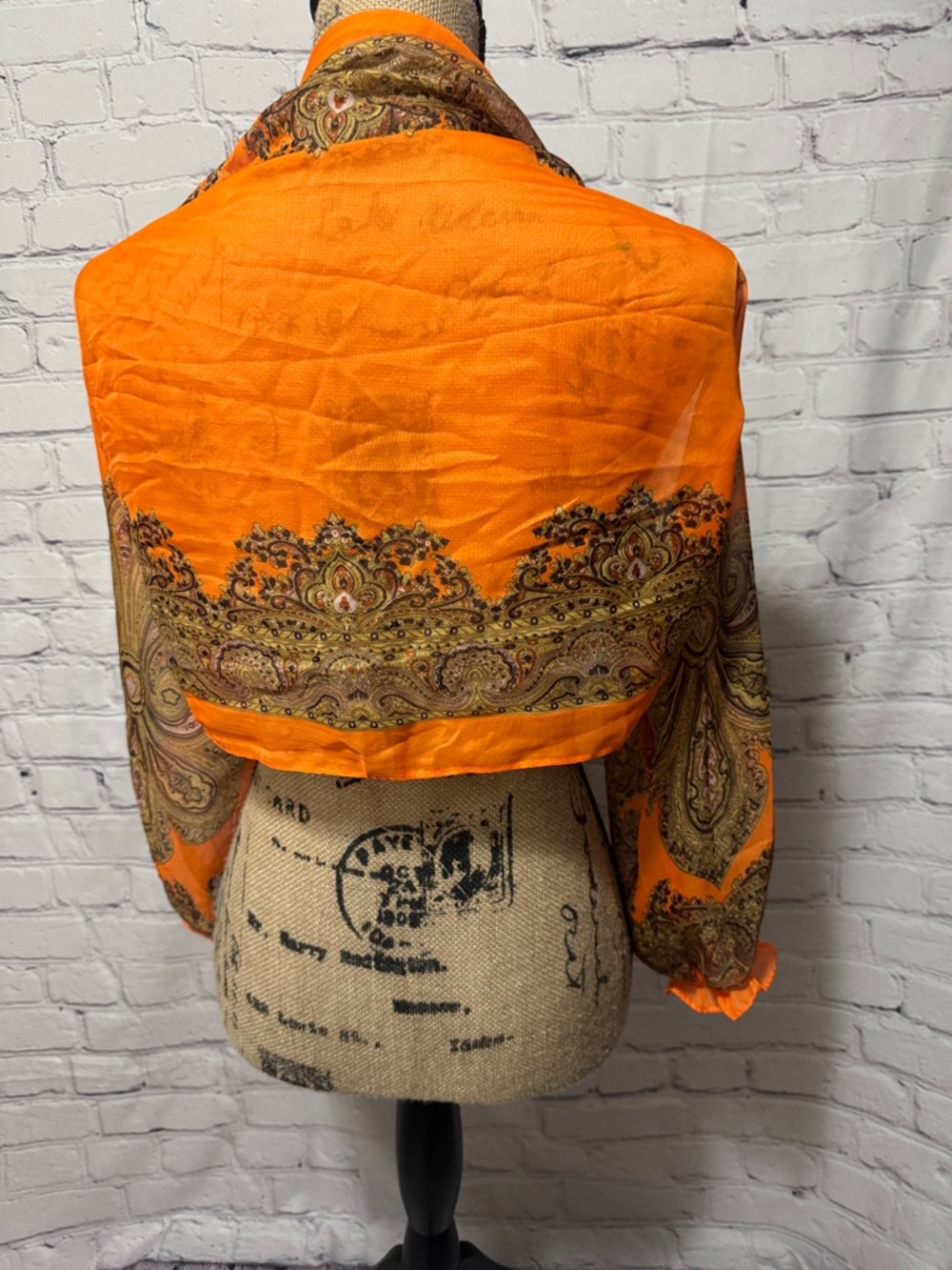 Fasbee Paisley Print Sheer Puff Sleeve Bolero Cardigan Stole Wrap Shawl Chiffon - Picture 4 of 5